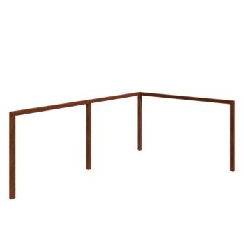 Cortenstål pergola - Hjørne - 600 x 412 x 242 cm - Uden betonfod