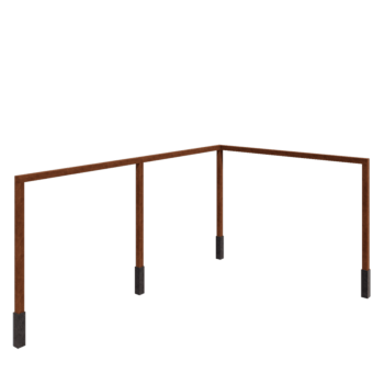 Cortenstål pergola - Hjørne - 600 x 412 x 242 cm - Med betonfod
