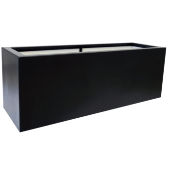 Plantekasse i glasfiber - Rektangel - 120 x 40 x 50 cm - RAL9005 mat (sort) - Med bund