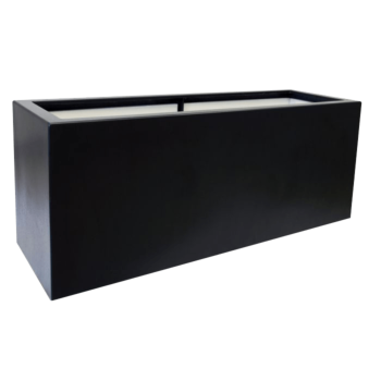 Plantekasse i glasfiber - Rektangel - 120 x 50 x 60 cm - RAL9005 mat (sort) - Med bund