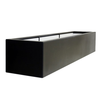 Plantekasse i glasfiber - Rektangel - 200 x 50 x 40 cm - RAL9005 mat (sort) - Med bund