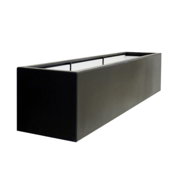 Plantekasse i glasfiber - Rektangel - 200 x 60 x 60 cm - RAL9005 mat (sort) - Med bund