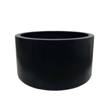 Plantekasse i glasfiber - Rund - Ø 120 x 60 cm - RAL9005 mat (sort) - Med bund