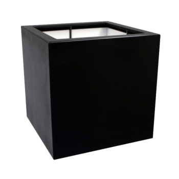 Plantekasse i glasfiber - Kvadratisk - 80 x 80 x 80 cm - RAL9005 mat (sort) - Med bund