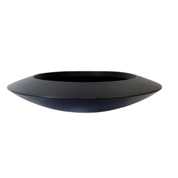 Plantekasse i glasfiber - Skål - Ø 120 x 20 cm - RAL9005 mat (sort) - Med bund