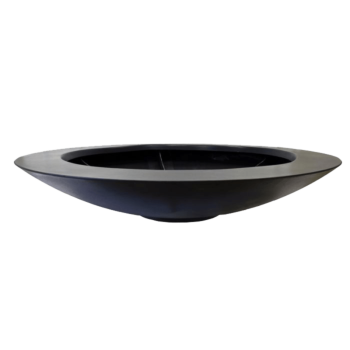 Plantekasse i glasfiber - Skål - Ø 200 x 40 cm - RAL9005 mat (sort) - Med bund