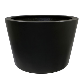 Plantekasse i glasfiber - Konisk - Ø 120 x 80 cm - RAL9005 mat (sort) - Med bund