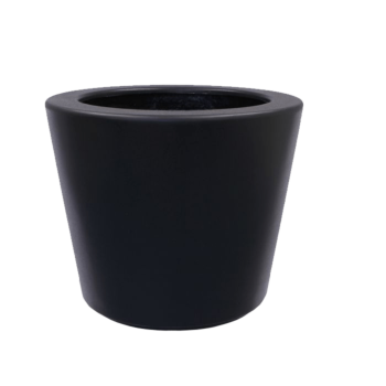 Plantekasse i glasfiber - Konisk - Ø 63 x 52 cm - RAL9005 mat (sort) - Med bund