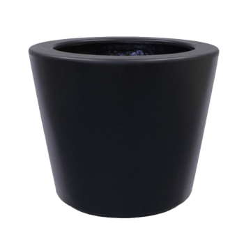 Plantekasse i glasfiber - Konisk - Ø 95 x 70 cm - RAL9005 mat (sort) - Med bund
