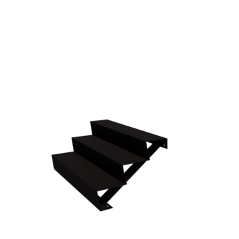 Stål udendørs trapper - 3-trin - 72 x 120 x 51 cm - RAL9005 mat (sort)
