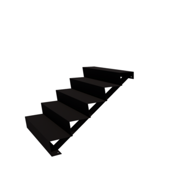 Stål udendørs trapper - 5-trin - 120 x 100 x 85 cm - RAL9005 mat (sort)