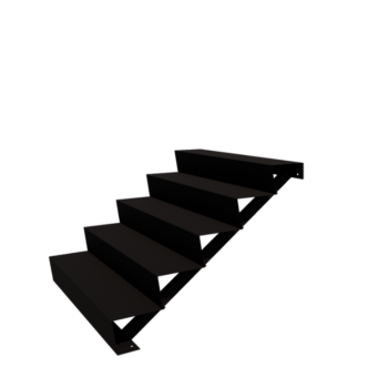 Stål udendørs trapper - 5-trin - 120 x 120 x 85 cm - RAL9005 mat (sort)