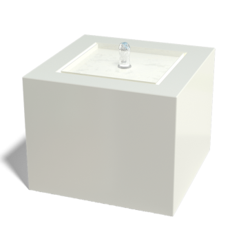 Vandfontæne i aluminium - Lyra - 50 x 50 x 40 cm - RAL9010 mat (hvid) - Med LED-belysning