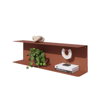 Stål væghylde - C-formet - 100 x 20 x 28 cm - Corten look