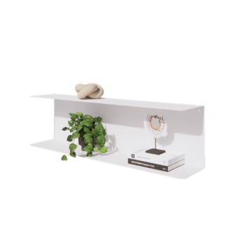 Stål væghylde - C-formet - 100 x 20 x 28 cm - RAL9010 mat (hvid)