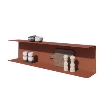Stål væghylde - C-formet - 120 x 20 x 28 cm - Corten look