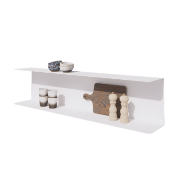 Stål væghylde - C-formet - 120 x 20 x 28 cm - RAL9010 mat (hvid)