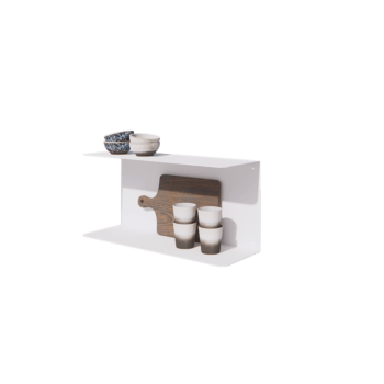 Stål væghylde - C-formet - 60 x 20 x 28 cm - RAL9010 mat (hvid)