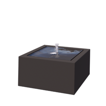 Vandfontæne i aluminium - Lyra - 80 x 80 x 40 cm - RAL7016 mat (antracitgrå) - Med LED-belysning