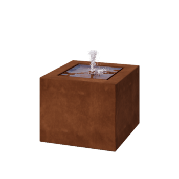 Cortenstål vandfontæne - Lyra - 50 x 50 x 40 cm - Med LED-belysning