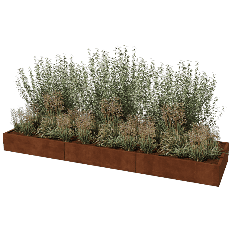 Plantekasse af cortenstål Texas xxl 360 x 100 cm