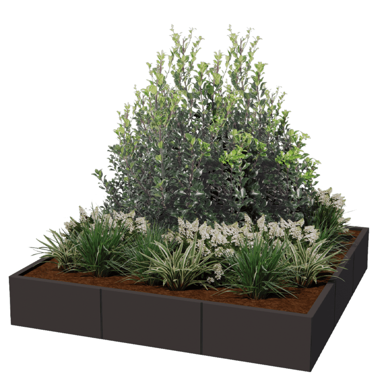 Plantekasse af pulverlakeret stål Miami xxl 180 x 180 cm