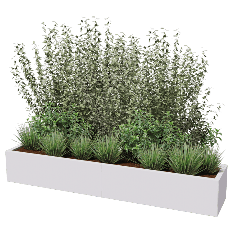Plantekasse af pulverlakeret stål Texas xxl 200 x 40 cm
