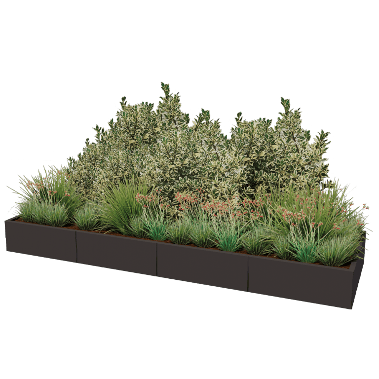 Plantekasse af pulverlakeret stål Texas xxl 320 x 100 cm