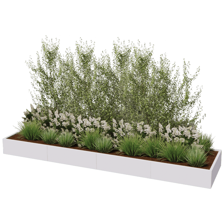 Plantekasse af pulverlakeret stål Texas xxl 400 x 100 cm