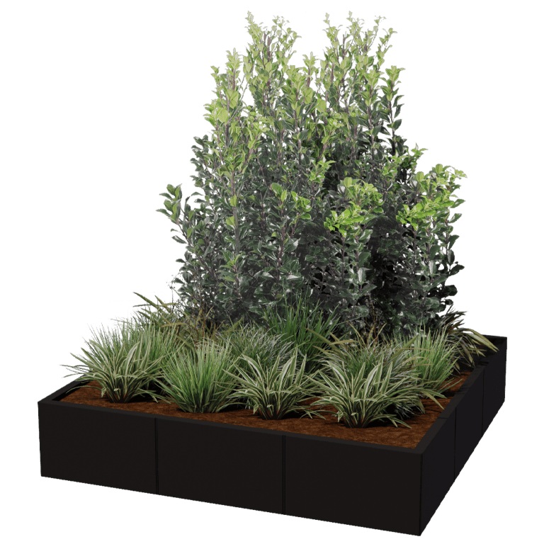Plantekasse af pulverlakeret stål Miami xxl 150 x 150 cm