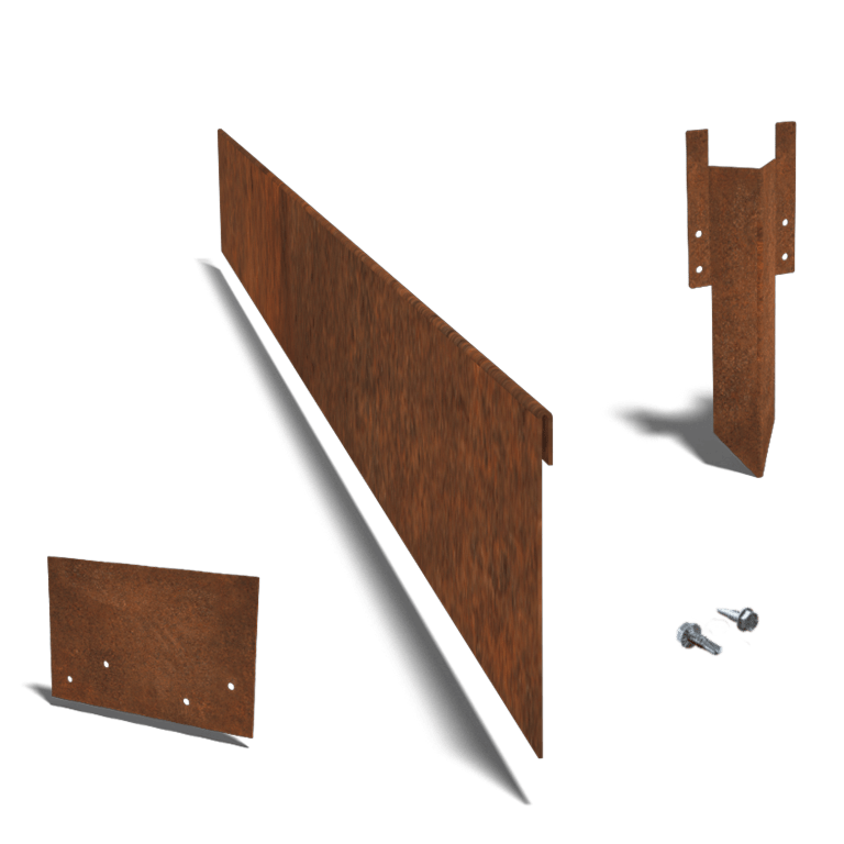 Bedkant af cortenstål valset 13 cm komplet sæt pr. 24 meter