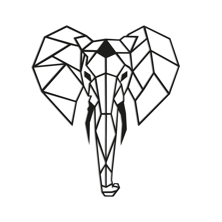 Vægdekoration af metal Elefant 2.0