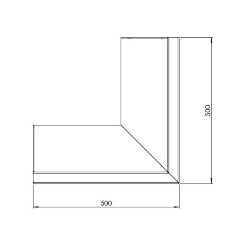 Støttemur af pulverlakeret stål udvendigt hjørne 50 x 50 cm (højde 40 cm)