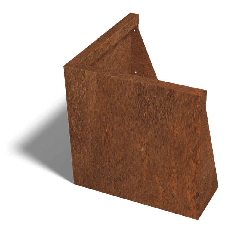 Støttemur af cortenstål udvendigt hjørne 50 x 50 cm (højde 50 cm)
