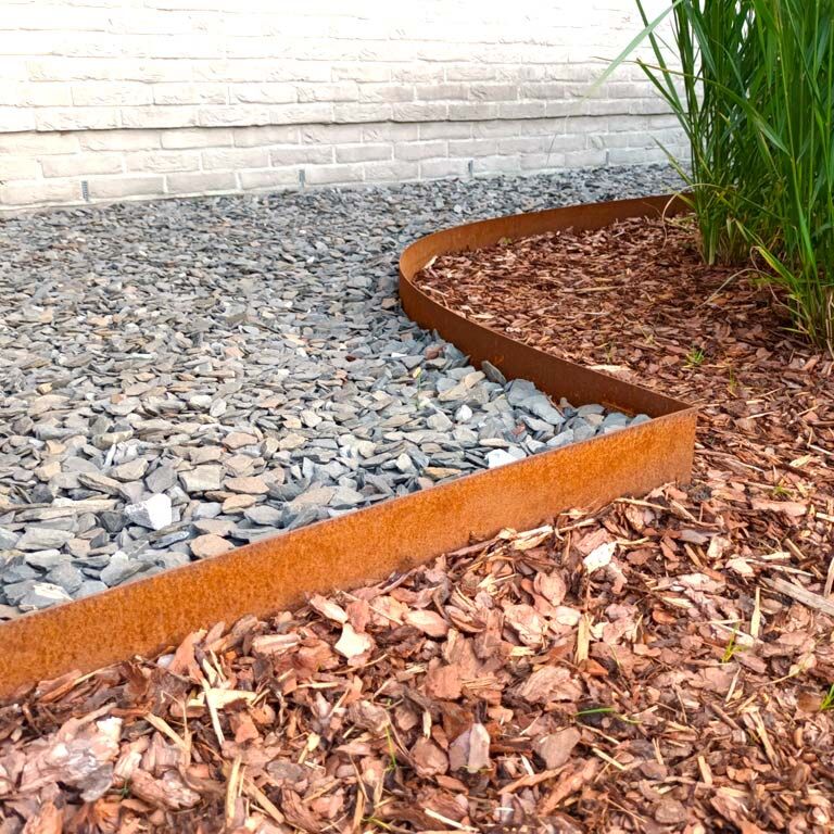 Bedkant af cortenstål lige 15 cm komplet sæt pr. 15 meter