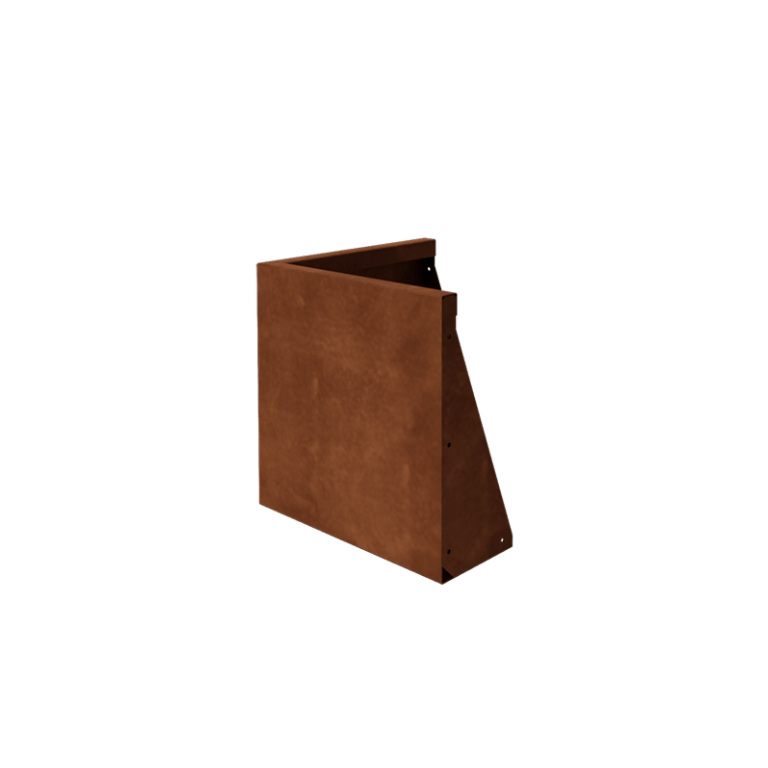 Støttemur af cortenstål udvendigt hjørne 50 x 50 cm (højde 50 cm)