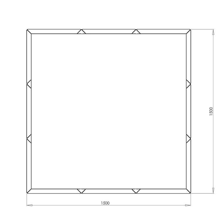 Plantekasse af pulverlakeret stål Miami xxl 150 x 150 cm