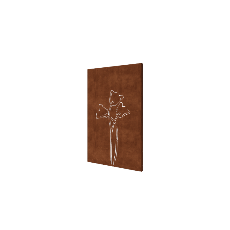 Cortenstål dekorativt panel - Tulipan symmetrisk - 120 x 6 x 190 cm