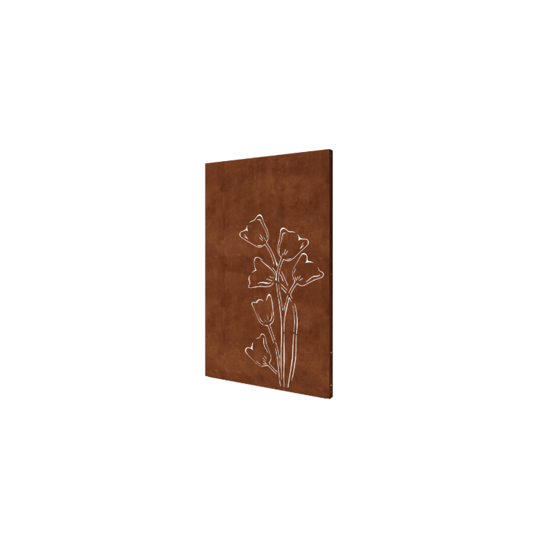 Cortenstål dekorativt panel - Tulipan asymmetrisk - 120 x 6 x 190 cm