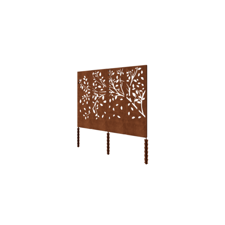 Paneltræ i cortenstål, komplet sæt 240 x 6 x 190 cm