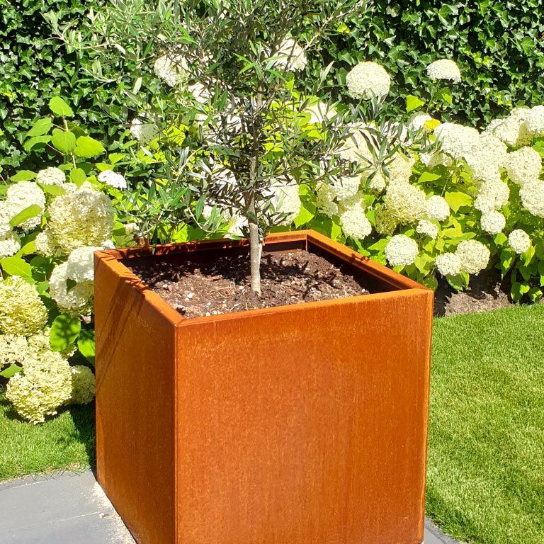 Plantekasse af cortenstål Miami 70 x 70 cm