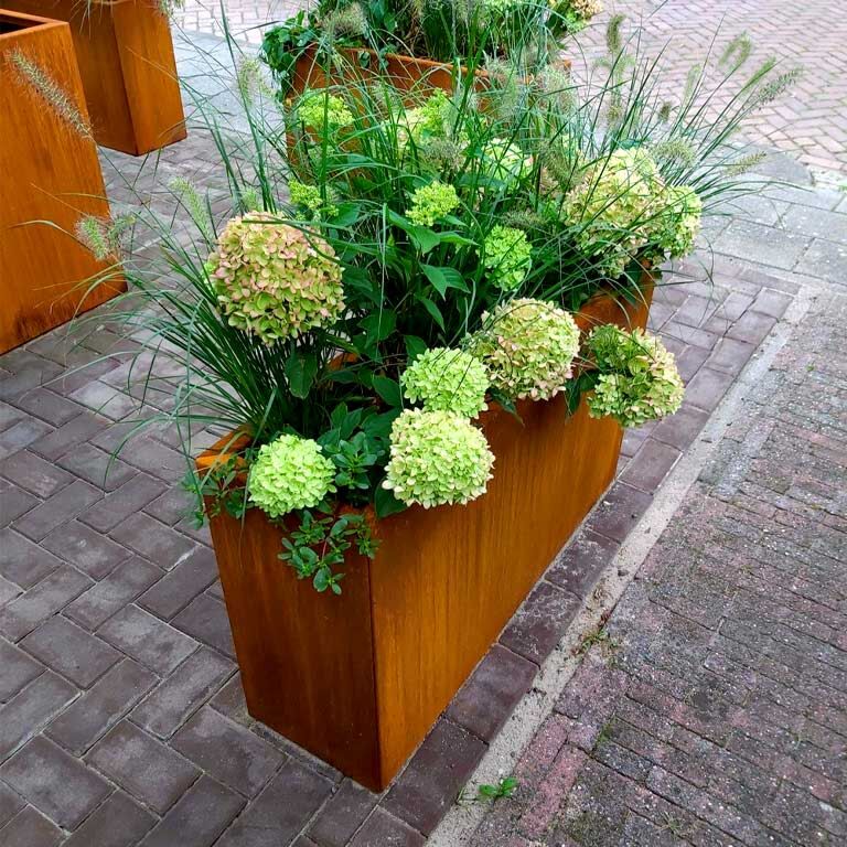 Plantekasse af cortenstål Texas 30 x 100 cm
