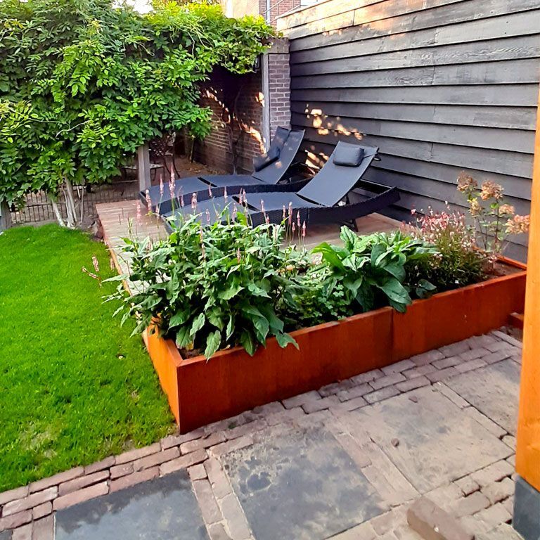 Plantekasse af cortenstål Texas xxl 240 x 80 cm