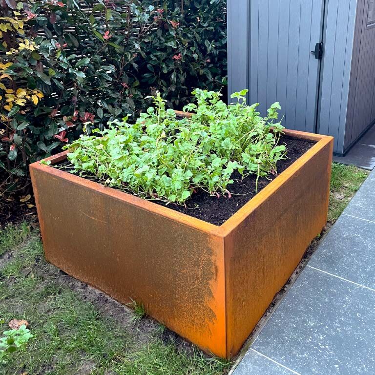 Svejst plantekasse Corten-stål Montana 120 x 120 x 60 cm