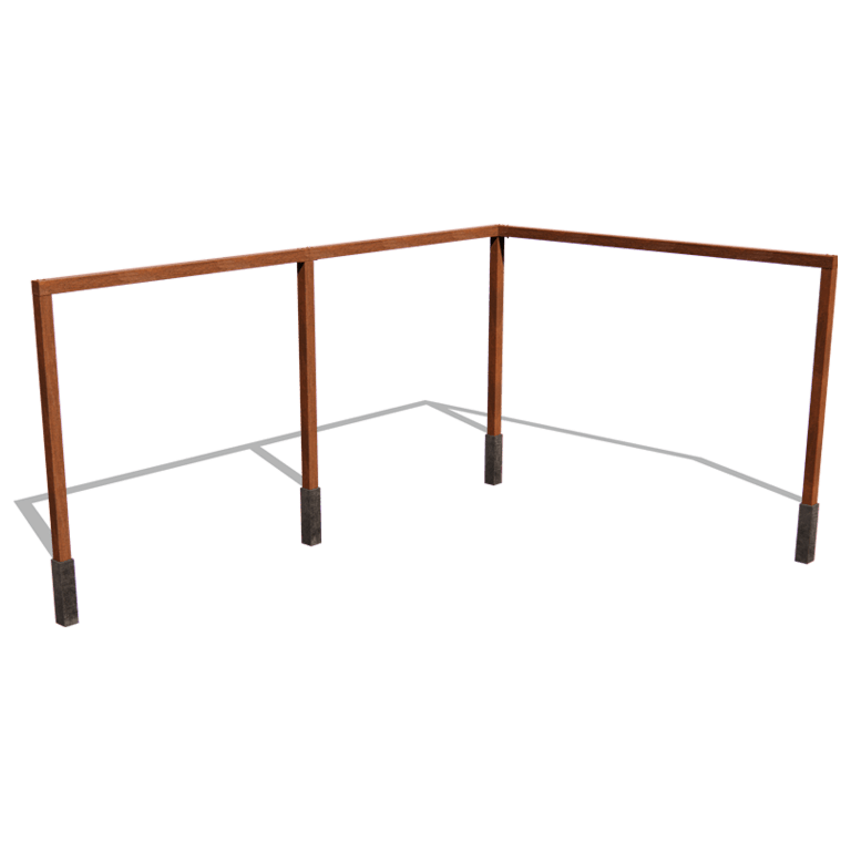Pergola af cortenstål hjørnekombination 600 x 412 cm