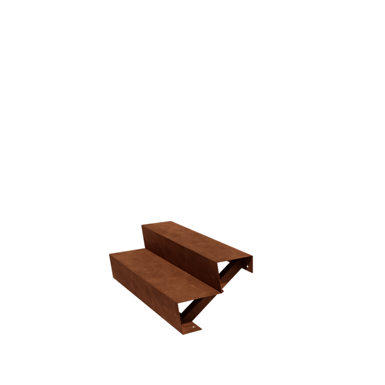 Cortenstål udendørs trapper - 2-trin - 48 x 100 x 34 cm