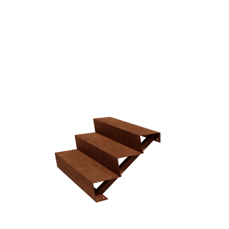 Cortenstål udendørs trapper - 3-trin - 72 x 100 x 51 cm