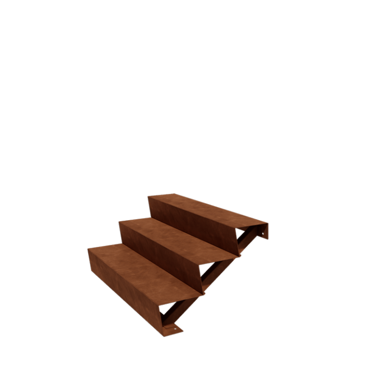 Cortenstål udendørs trapper - 3-trin - 72 x 120 x 51 cm