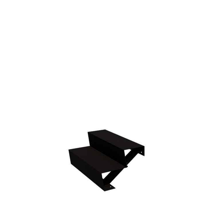 Stål udendørs trapper - 2-trin - 48 x 80 x 34 cm - RAL9005 mat (sort)