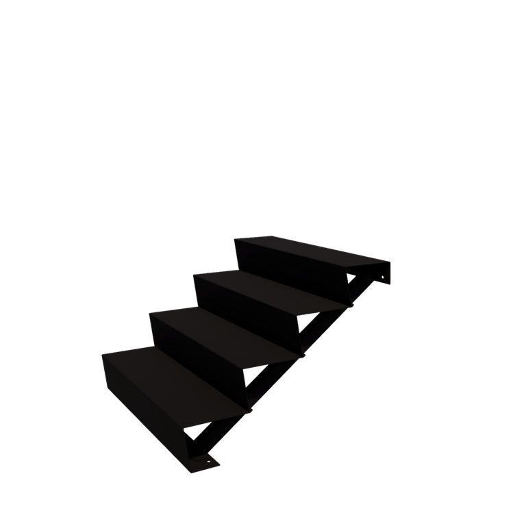 Stål udendørs trapper - 4-trin - 48 x 100 x 68 cm - RAL9005 mat (sort)